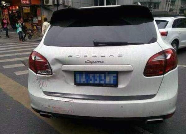 The Porsche Sun Yang drove. Photo\ provided to China Daily Police detain swimming star for driving SUV without license