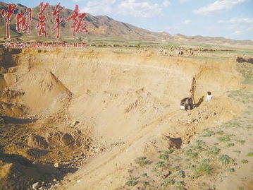 山西天鎮(zhèn)縣逾300畝良田因采鐵砂被毀(圖)