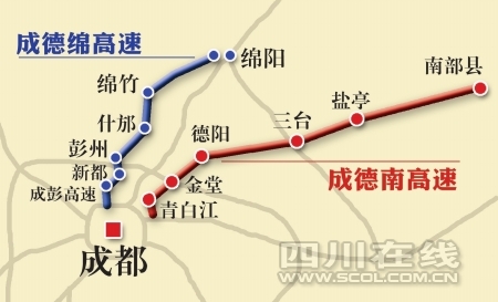 2012年成德南、成德綿高速通車
