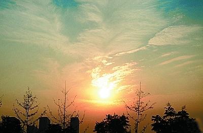 武漢天空出現“火鳳凰” 專家稱是普通云霞(圖)