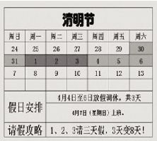清明請假攻略網(wǎng)上熱傳：3天小長假可變8天(圖)