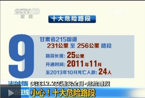 公安部公布十大危險路段 多路段超百人遇難