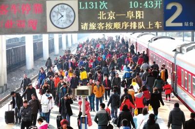 鐵路春運出京客流達最高峰 三天退票40萬張