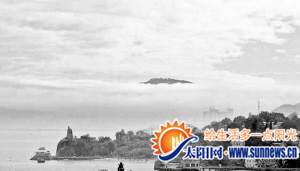 鼓浪嶼上空現海市蜃樓 專家：疑是平流霧造成錯覺