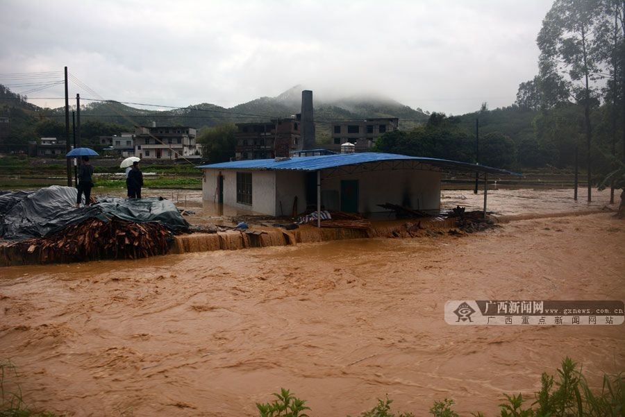 岑溪市受強降雨侵襲引發洪水 群眾被困屋內(1/6)