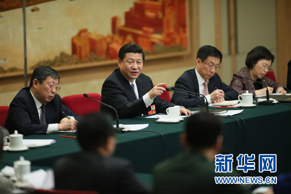 習近平等領導同志和代表一起審議政府工作報告
