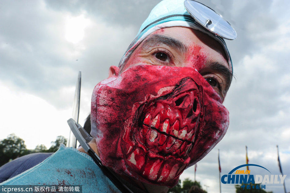 數千“僵尸”集體出街 英國倫敦變“鬼城”