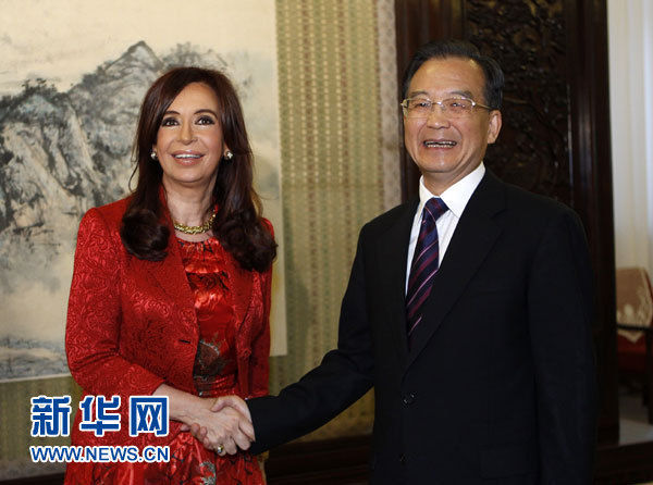 2010年溫家寶會(huì)見阿根廷總統(tǒng)克里斯蒂娜