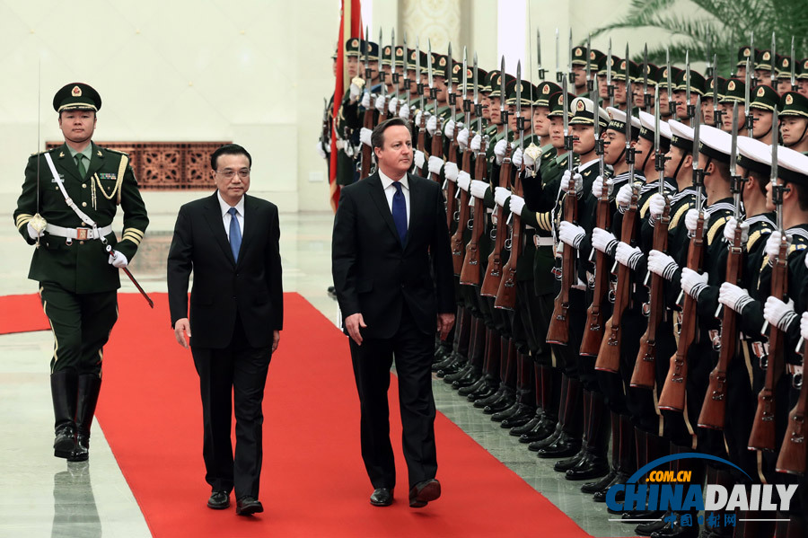 李克強(qiáng)舉行歡迎儀式歡迎英國(guó)首相卡梅倫訪華