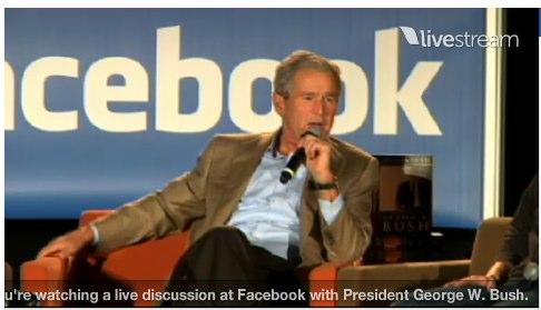布什做客臉譜網總部推銷新書 自嘲“很無恥”