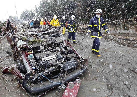 組圖：日本仙臺災區天降大雪 救災工作仍井然有序