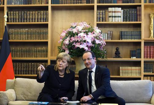 圖:德法兩國慶“金婚” 默克爾奧朗德“秀恩愛”