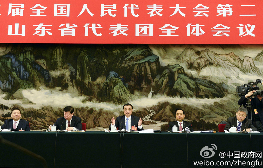 李克強(qiáng)參加山東代表團(tuán)審議