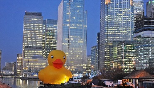 大鴨子“暢游”英國(guó)泰晤士河 只為博市民一笑(圖)