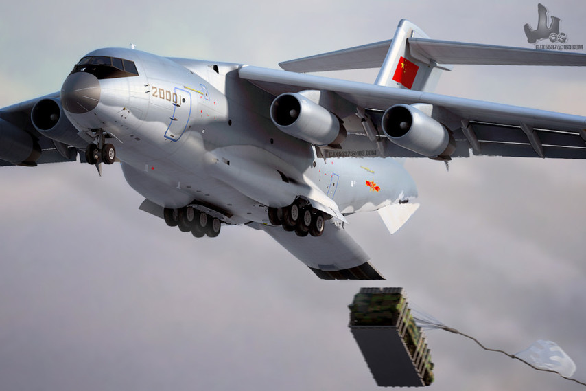 高清:網友制作國產運20空投武器CG圖