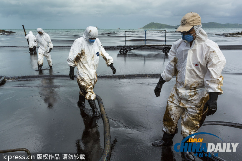泰國原油泄漏擴散至旅游勝地沙美島（高清組圖）