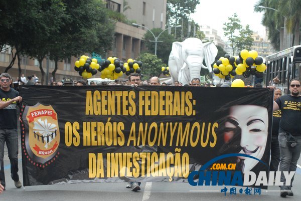 巴西聯邦警察收入低 罷工游行要求漲工資（組圖）