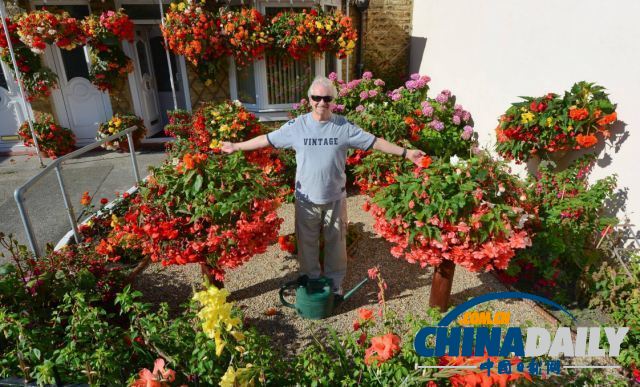 英國74歲盲人種植鮮艷花卉 靠觸覺和嗅覺做園藝
