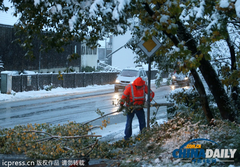 德國巴伐利亞大雪成災(zāi) 鐵路交通陷于癱瘓（圖）