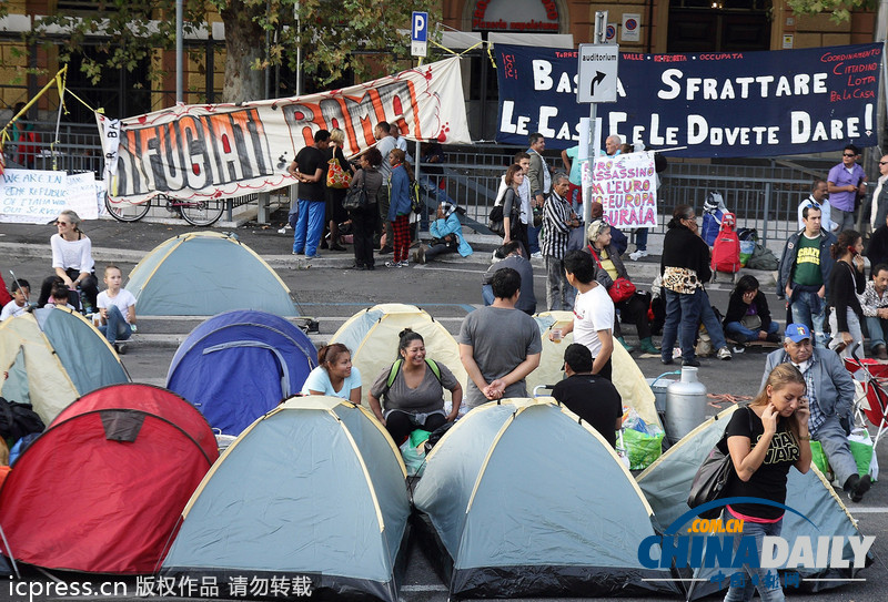 意大利民眾搭帳篷示威 抗議財(cái)政緊縮政策