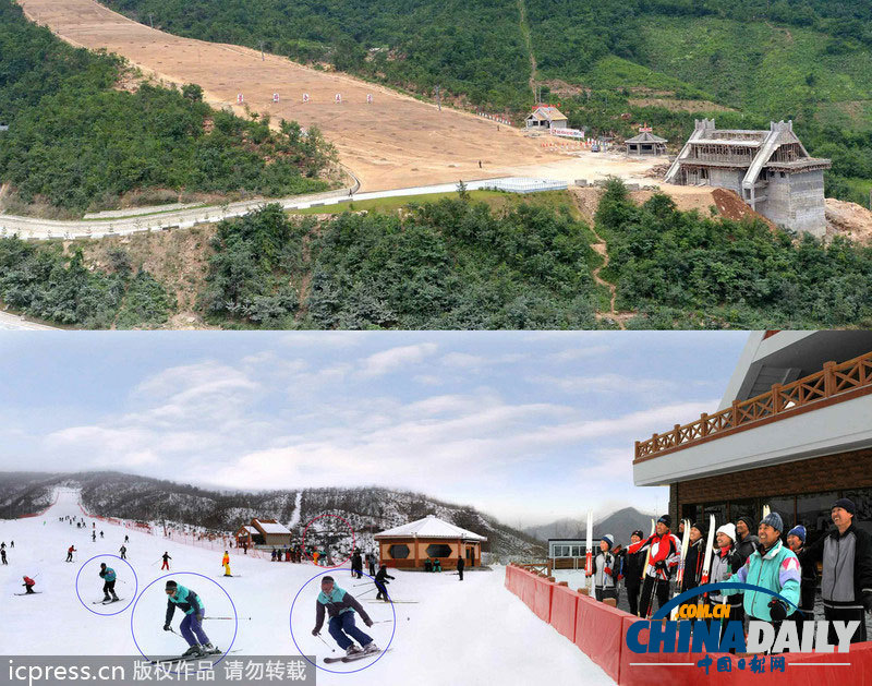 朝鮮馬息嶺滑雪場(chǎng)前后對(duì)比不一致疑似經(jīng)過ps處理