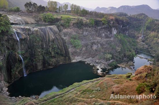 Huangguoshu Waterfall close to running dry