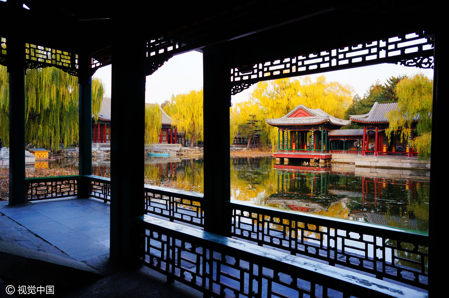 北京頤和園迎初冬 迷人景象似江南水鄉（組圖）