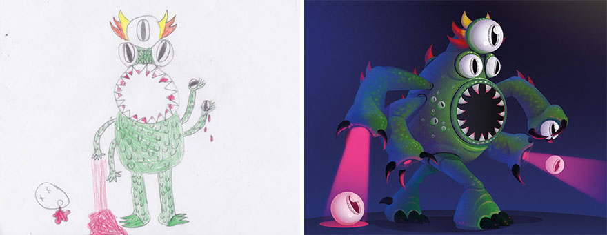 百名專業畫家“升級”小學生涂鴉 向世界展現孩童天真想象力（組圖）