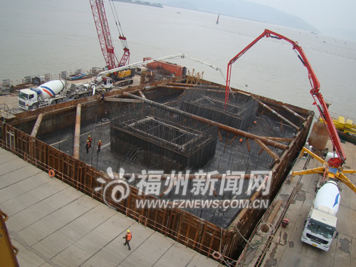 瑯岐閩江大橋完成主塔墩基礎施工　轉入塔座施工