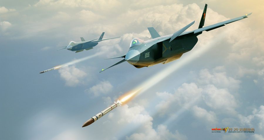 驚艷！網友繪制殲-20戰機發射空空導彈猛圖