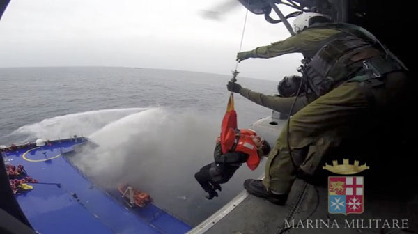 Rescued ferry passengers arrive in Italy
