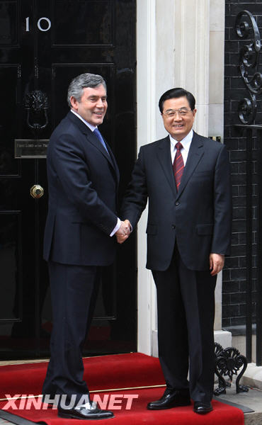 胡錦濤會(huì)見(jiàn)英國(guó)首相布朗
